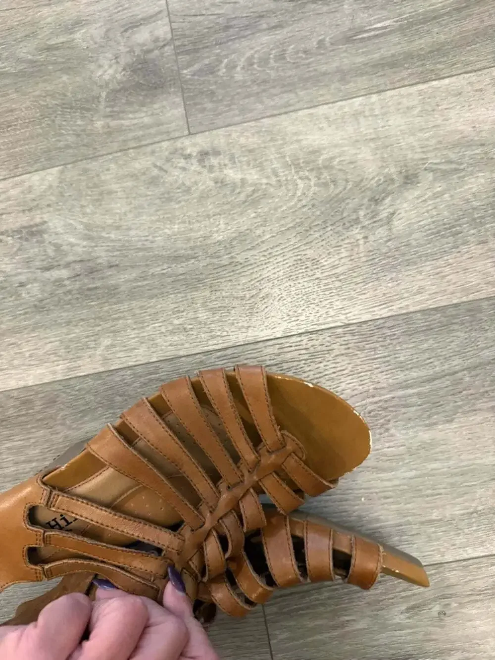 Cobb Hill Women's Tan Strappy Leather Block Heel Sandals size 39